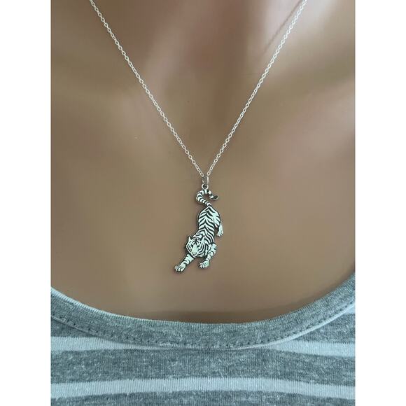Sterling Silver Prowling Tiger Necklace, Prowling Tiger Necklace - Picture 3 of 7